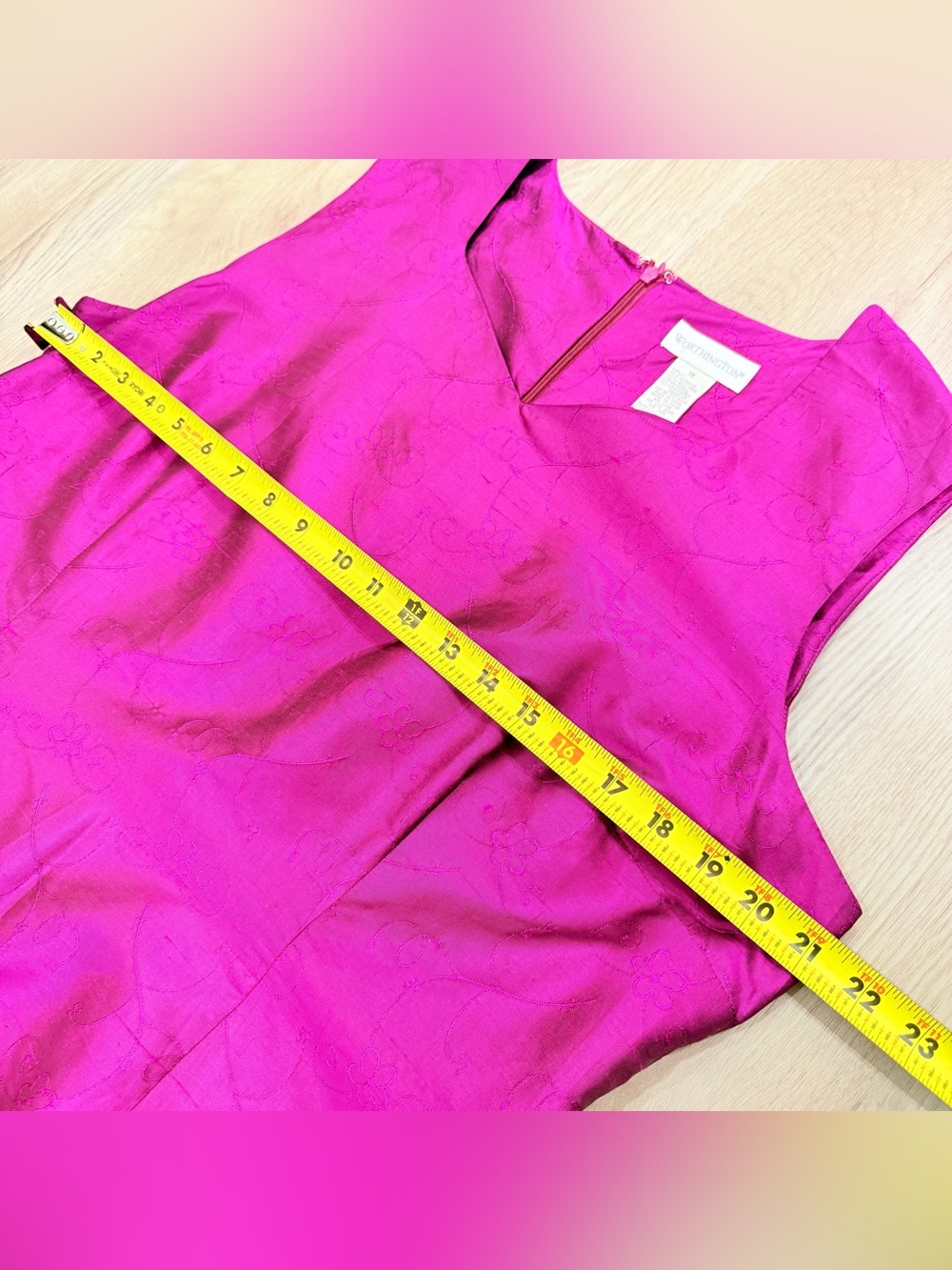 Fuchsia Silk Embroidered Dress Floral Cocktail Wedding Guest Dress Size 18 - Picture 6 of 10